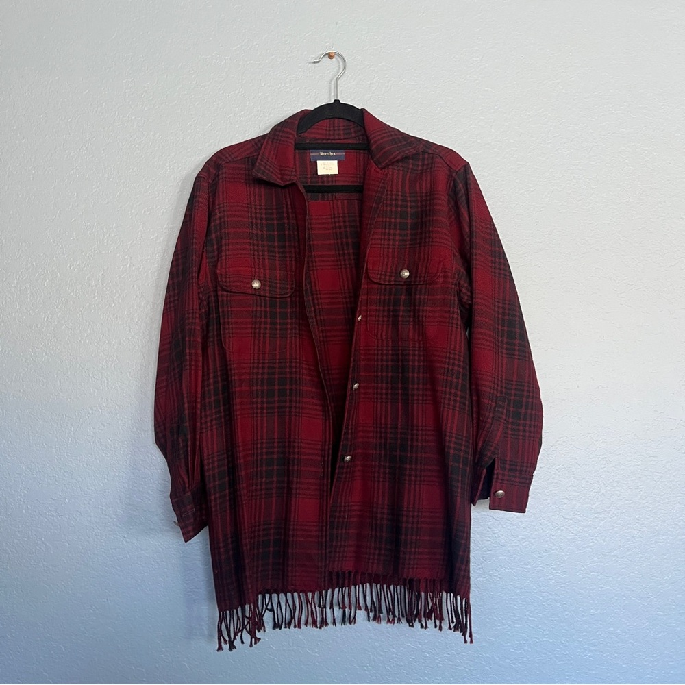 Breeches Red Plaid Shirt with fringe detailing